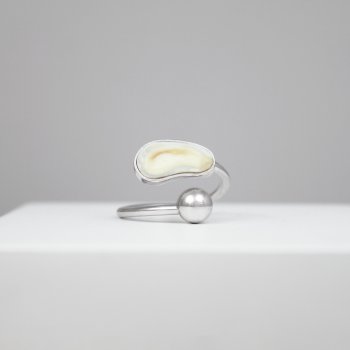 Hestetand | Ring med slvperle